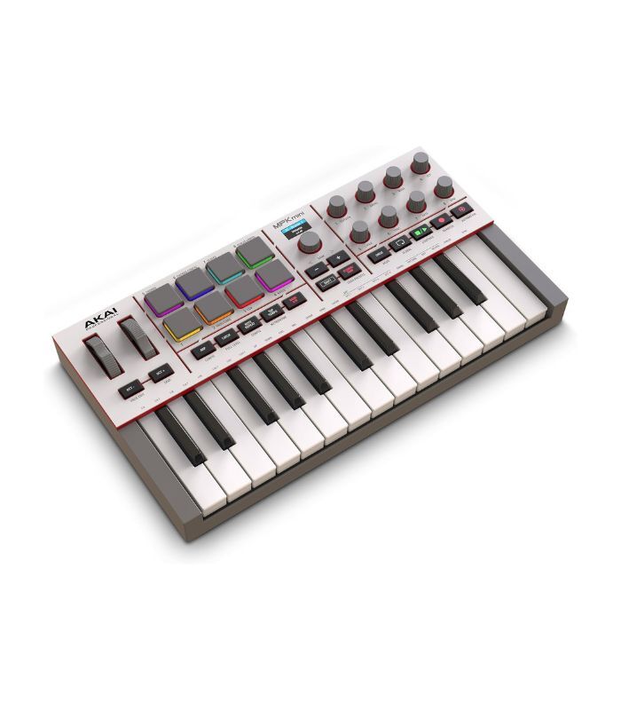mpkminimk4-w-01 Akai Professional MPK Mini IV USB-C MIDI Keyboard Controller for Beginners and Producers - MPC Drum Pads, 360° Knobs, Pitch & Mod Wheels, Lessons and Music Production Software with 1000+ Sounds,