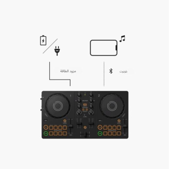 Smartphone and speaker setup Connect your smartphone/tablet to the DDJ-FLX2 via the USB Type-C cable. Play your mix through the speaker(s) connected to the DDJ-FLX2 via an audio cable. What you need ・Smartphone/tablet ・DDJ-FLX2 ・Speaker(s) (compatible with a wired connection) ・USB Type-C cable (included with the DDJ-FLX2)