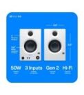 PreSonus Eris 3.5 2nd Gen HD Professional Studio Monitors with 3.5" Woven Composite Woofer, 1" Silk-Dome Tweeter, 50W Class AB Power and Tuning Controls (Auxillary) - Pair (White)