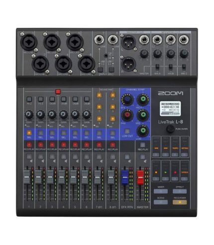 Zoom Livetrak L-8 Podcast Recorder, Battery Powered, Digital Mixer And Recorder, Music Mixer, Phone Input, Sound Pads, 4 Headphone Outputs, 12-In/4-Out Audio Interface, Built In Eq And Effects, USB