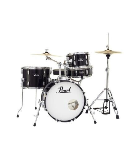 Pearl Roadshow 4-pcs Drum Set 1812B/1007T/1410F/1350S with Cymbal & Hardware Jet Black Finish - Image 1
