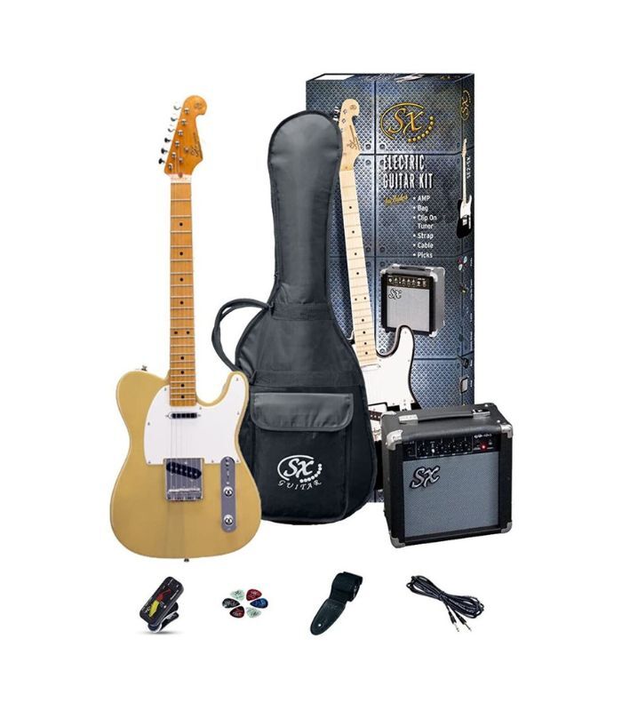 SX Guitar SE2-SK-BSB Electric Package Guitar - Butter Scotch Blonde - Image 1