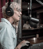 shure sm7b Podcast Microphone with a presenter and streamer