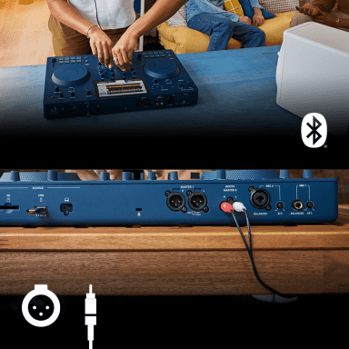 As the first-ever all-in-one DJ system to feature a Bluetooth audio output function, the OMNIS-DUO opens up brand-new possibilities. Whether you want to play on a campground, at the beach, or even connect to the sound system in a vehicle, there’s no limit to the places you can hold a party. And when the time comes to play in a venue like a bar, you can use the professional XLR output, while the RCA terminals are perfect for plugging in monitor speakers at home.