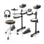 Donner DED-80 Electric Drum Kit, Electronic Drum Sets for Beginner with 4 Quiet Mesh Drum Pads, 2 Switch Pedal, 180+ Sounds, Throne, On-Ear Headphones, Sticks, and Melodics Lessons Included Black