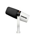 Shure MV7+ Podcast Microphone, Enhanced Audio, LED Touch Panel, USB-C & XLR Outputs, Auto Level Mode, Digital Pop Filter, Reverb Effects, Podcasting, Streaming, Recording - White