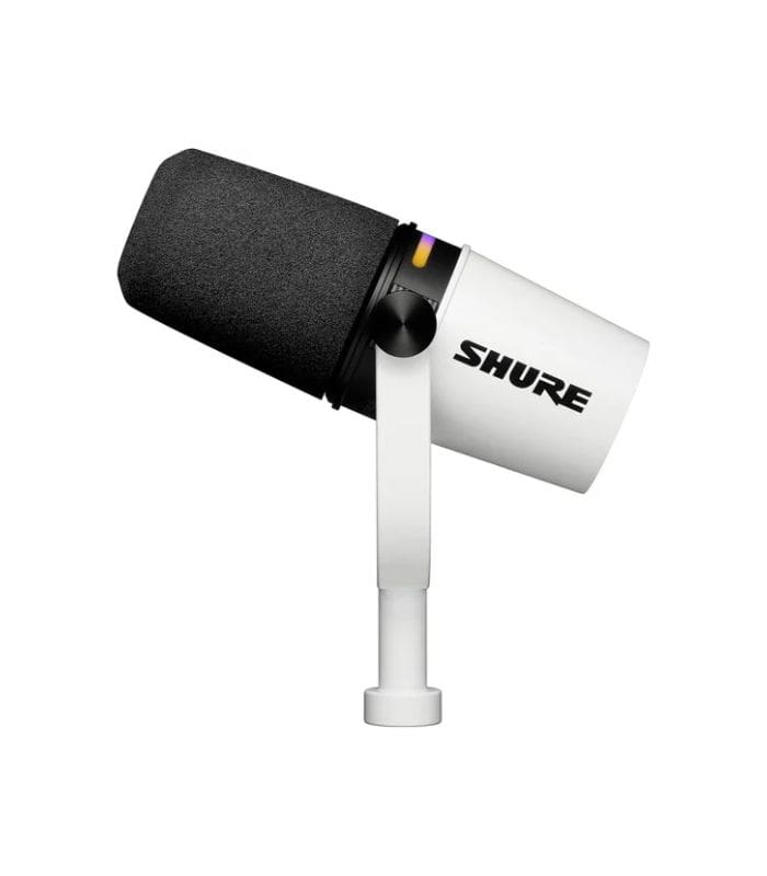 Shure MV7+ Podcast Microphone, Enhanced Audio, LED Touch Panel, USB-C & XLR Outputs, Auto Level Mode, Digital Pop Filter, Reverb Effects, Podcasting, Streaming, Recording - White