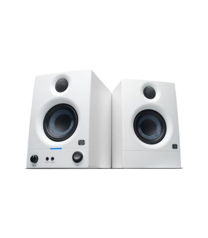PreSonus Eris 3.5 2nd Gen HD Professional Studio Monitors with 3.5" Woven Composite Woofer, 1" Silk-Dome Tweeter, 50W Class AB Power and Tuning Controls (Auxillary) - Pair (White)