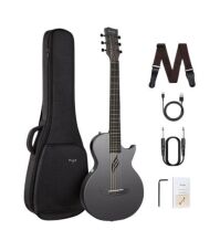 Enya NOVA Go SP1 Carbon Fiber Acoustic Electric Guitar with Smart AcousticPlus 35 Inch Travel Acustica Guitarra Starter Bundle Kit of Gig Bag, Strap, Strings, Charging Cable, Instrument Cable(