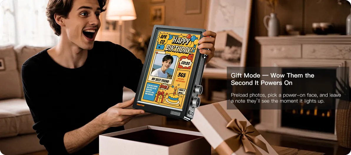 Divoom Times Frame-10.1" Digital Picture Frame Transparent IPS Smart Linux OS with RGBLED Rotary Knob WiFi 64GB 400+Clock Faces Widget 50+API Feeds Gift Mode Pixel Art Community Personalized Display