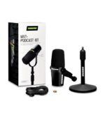 Shure MV7+ Podcast Microphone Bundle, Enhanced Audio, LED Touch Panel, USB-C & XLR Outputs, Auto Level Mode, Digital Pop Filter, Reverb Effects, Podcasting, Streaming, Recording - Black