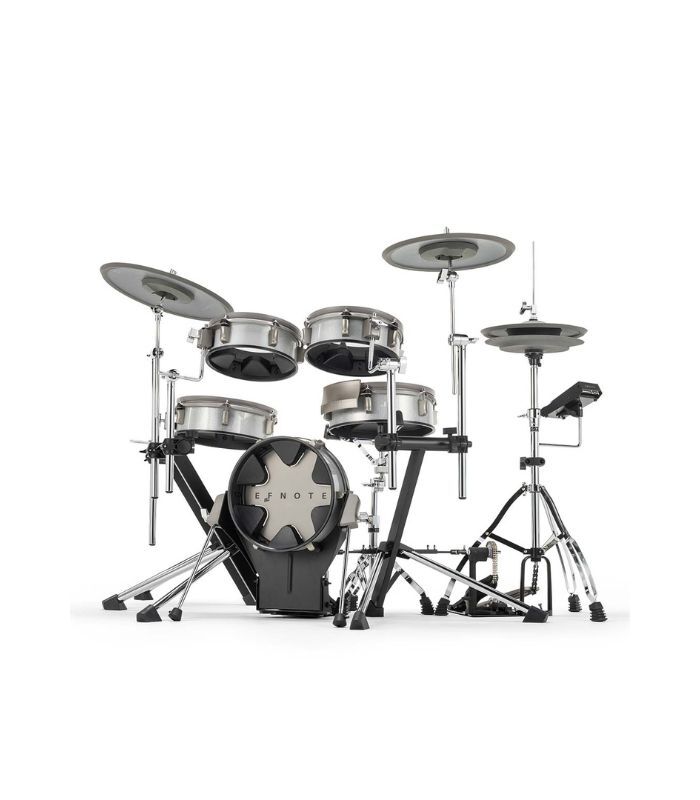 EFNOTE 3 - 3 Style B 5 Pieces Electric Drum Set Includes 4 Cymbals, 3 Lambda Tripod Cymbal & Snare Stands, White Sparkle Finish (Kick Pedal & Hi Hat Stand Not Included) - Image 2