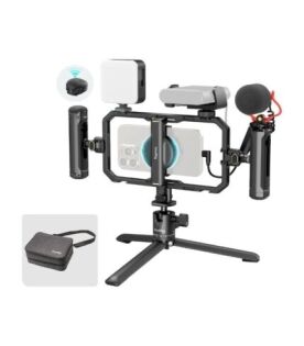 SmallRig All-in-One Universal Quick Release Phone Video Rig Kit Pro, Phone Stabilizer Rig Kit with LED Light Microphone QR Tripod Dual Handles Power Bank Holder, for Creator & Live Streaming - 4704