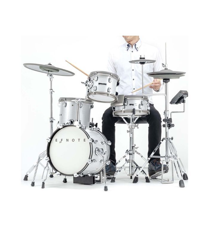 EFNOTE - E Mini Standard 4 Pieces Electric Drum Set Includes 3 Cymbals, Snare & Cymbal Stand, White Sparkle Finish (Kick Pedal & Hi Hat Stand Not Included) - Image 9