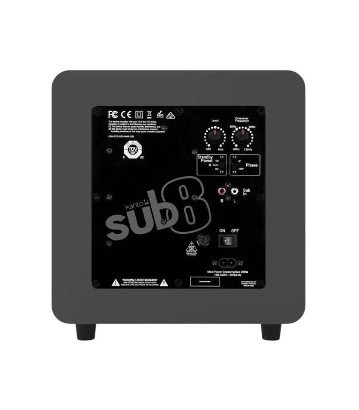 Kanto Audio - SUB8 300W 8" Sealed Powered Subwoofer, Matte Grey - Image 3