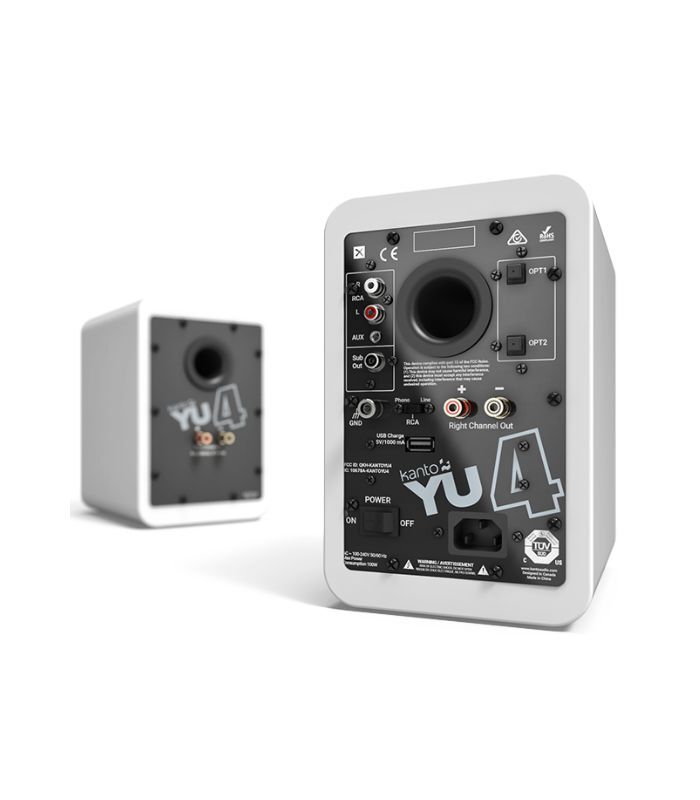 Kanto Audio - YU4 140W Powered Bookshelf Speakers with Bluetooth and Phono Preamp - Matte White, Pair - Image 2