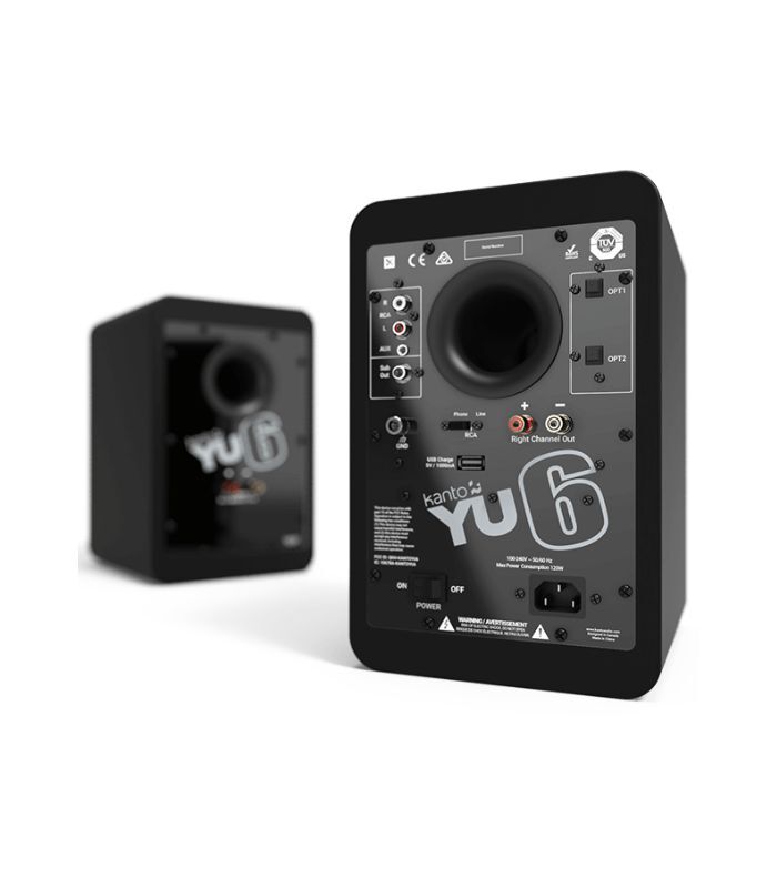 Kanto Audio - YU6 200W Powered Bookshelf Speakers with Bluetooth and Phono Preamp - Matte Black, Pair - Image 2
