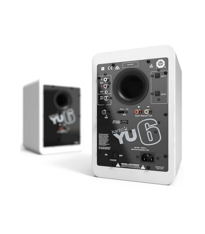 Kanto Audio - YU6 200W Powered Bookshelf Speakers with Bluetooth and Phono Preamp - Matte White, Pair - Image 3