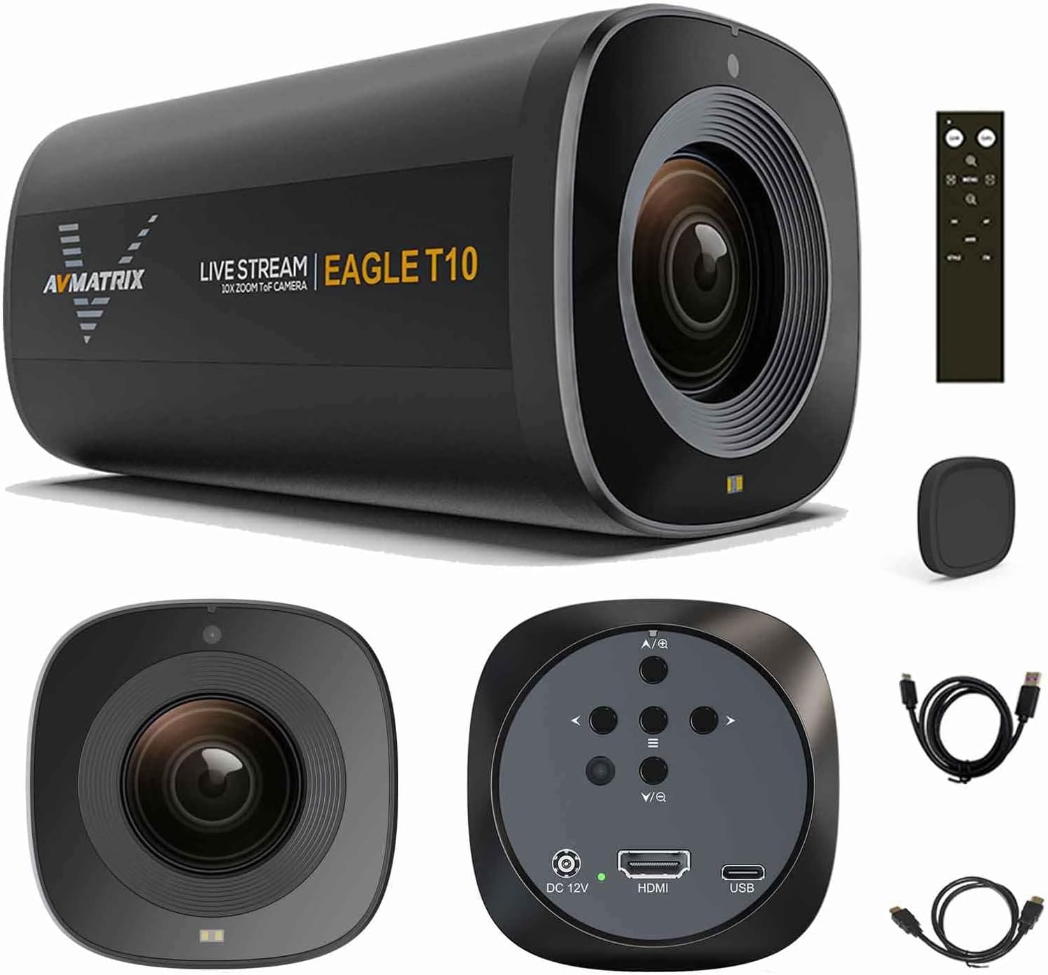 AVMATRIX Eagle T10 Livestream Camera, 10X Optical Zoom Wide Angle, ToF Auto Focus Streaming Camera, Full HD 1080P 60fps with USB3.0 and HDMI Out, Work with OBS, Zoom, Teams, YouTube/Twitch/Facebook