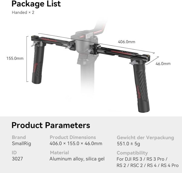 SMALLRIG Dual Handle Handgrip for DJI RS 2 / RSC 2 (RS2 / RSC2) Gimbal - 3027