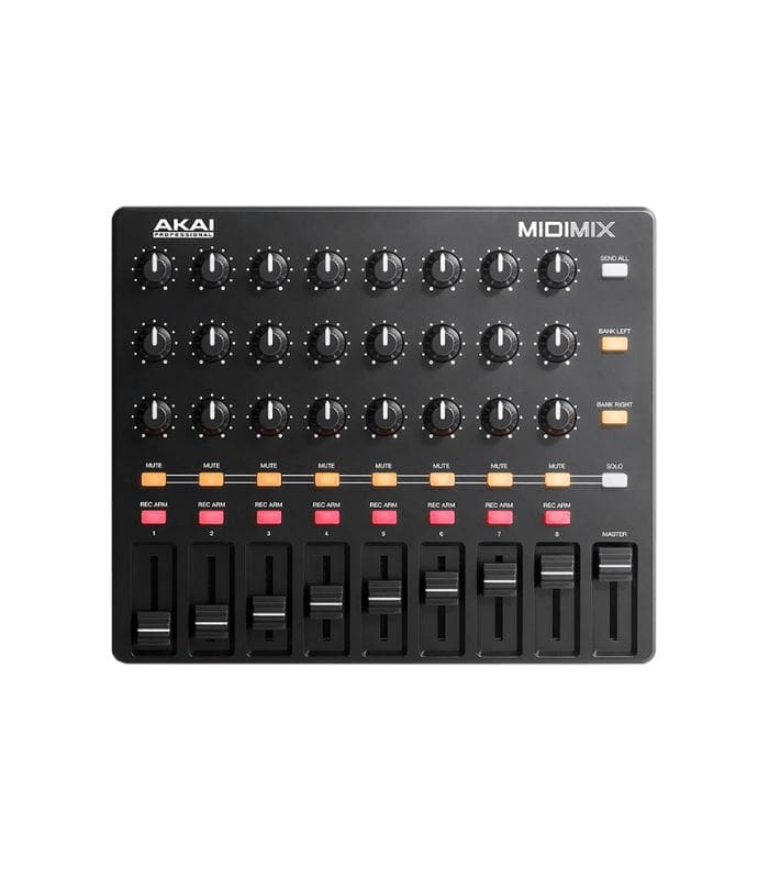 midimix-02 AKAI Professional MIDImix - USB MIDI Controller Mixer with Assignable Faders & Master Fader, 24 Knobs and 16 Buttons, 1 to 1 Mapping With Ableton Live