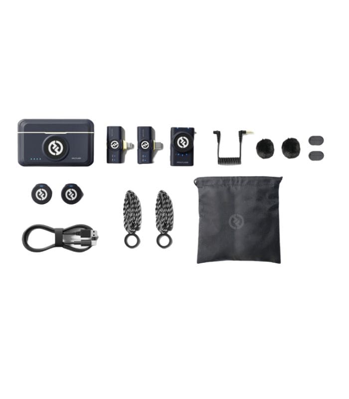 hollylandlark2combo-01 Hollyland LARK M2 Wireless Lavalier Microphone (2TX+3RX) Compatible with Camera, iPhone, Android, 1000ft LOS Range, Hi-Fi Audio, Noise Cancellation, 40H Duration, for Vlogging