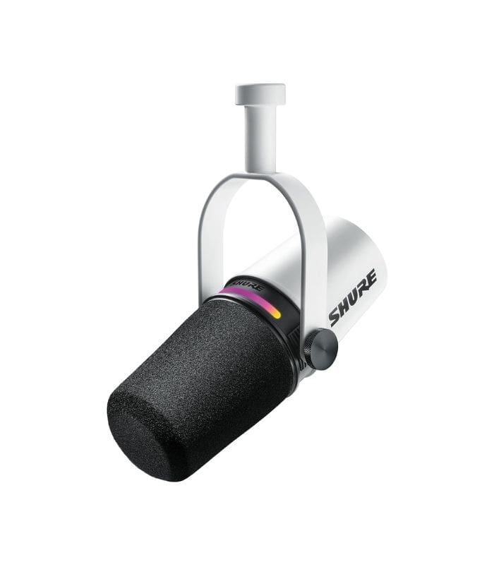 Shure MV7+ Podcast Microphone, Enhanced Audio, LED Touch Panel, USB-C & XLR Outputs, Auto Level Mode, Digital Pop Filter, Reverb Effects, Podcasting, Streaming, Recording - White