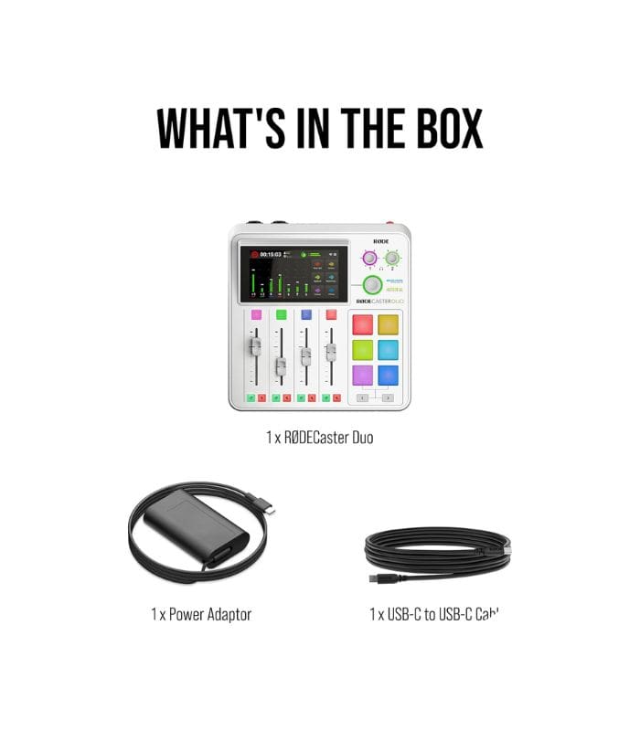 RØDE RØDECaster Duo Compact All-in-One Audio Production Solution for Podcasting, Streaming, Music Production and Content Creation (White)