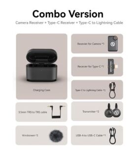 Hollyland Lark M2S Combo (Camera RX+USB-C RX+ Lightning Cable) Wireless Lavalier Microphone for iPhone/Camera/Android/PC, Titanium Clip, Noise Cancelling, 30H Use, Vlog, Interview, Content Creation