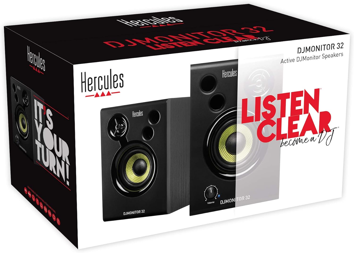 Hercules DJmonitor 32,2 X 15 Watts RMS Active Monitoring Speakers,Black