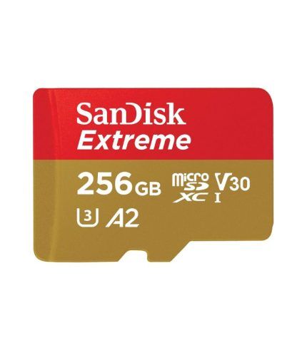 SanDisk Extreme microSD UHS I Card 256GB for 4K Video on Smartphones,Action Cams,Drones 190MB/s Read,130MB/s Write
