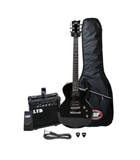 LECPACKBLK (2) ESP - LTD Eclipse Series Electric Guitar Package Black Finish Includes Amp, Gig Bag, Tuner, Strap, Cable - Image 1
