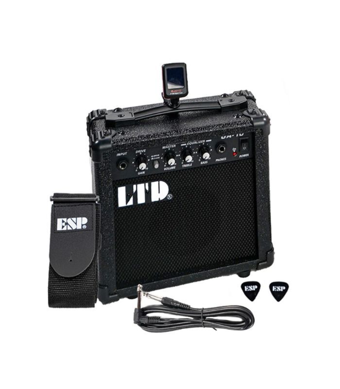ESP - LTD Eclipse Series Electric Guitar Package Black Finish Includes Amp, Gig Bag, Tuner, Strap, Cable - Image 2