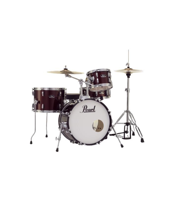 Pearl Roadshow 4pc Drum Set 1812B/1007T/1410F/1350S with Cymbal & Hardware Red Wine Finish - Image 2