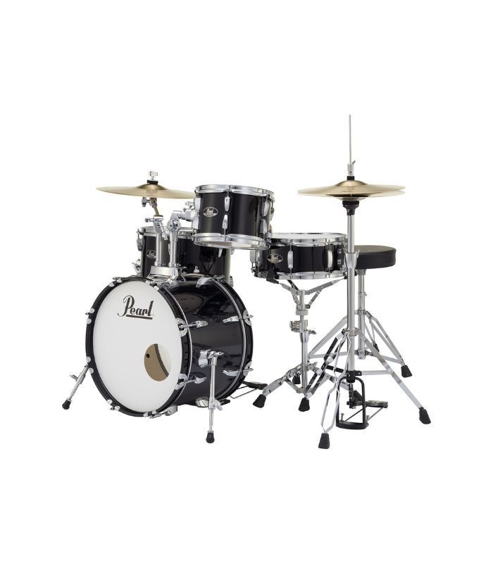 Pearl Roadshow 4-pcs Drum Set 1812B/1007T/1410F/1350S with Cymbal & Hardware Jet Black Finish - Image 2