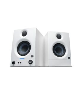 PreSonus Eris 3.5 2nd Gen HD Professional Studio Monitors with 3.5" Woven Composite Woofer, 1" Silk-Dome Tweeter, 50W Class AB Power and Tuning Controls (Auxillary) - Pair (White)
