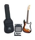SX Guitar SE1-SK-3TS Stratocaster Electric Package Guitar - Sunburst