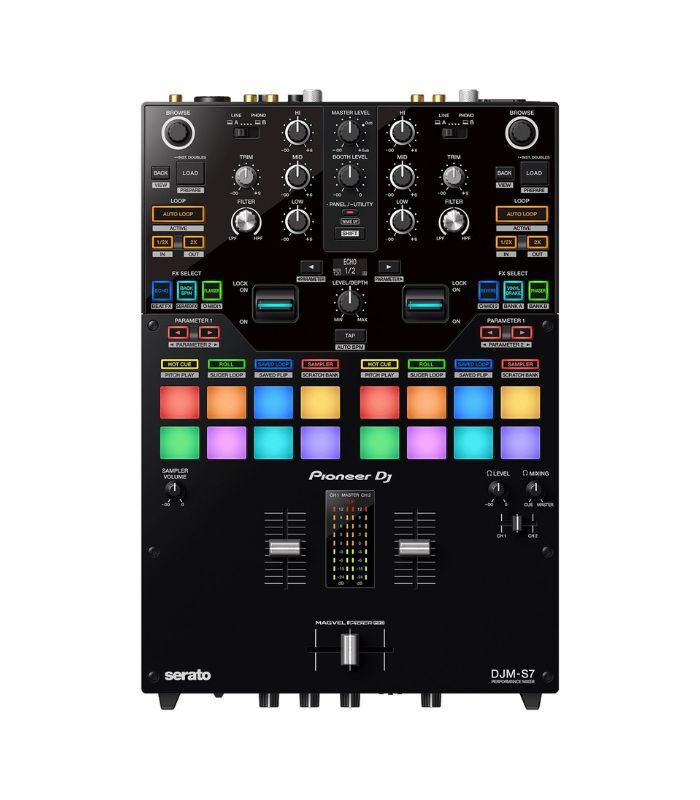 DJM-S7
Scratch-style 2-channel performance DJ mixer (Black)