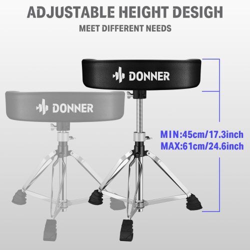 Donner Drum Stool Adjustable Drum Throne Padded Stool Motorcycle Style Drum Chair for Music Show