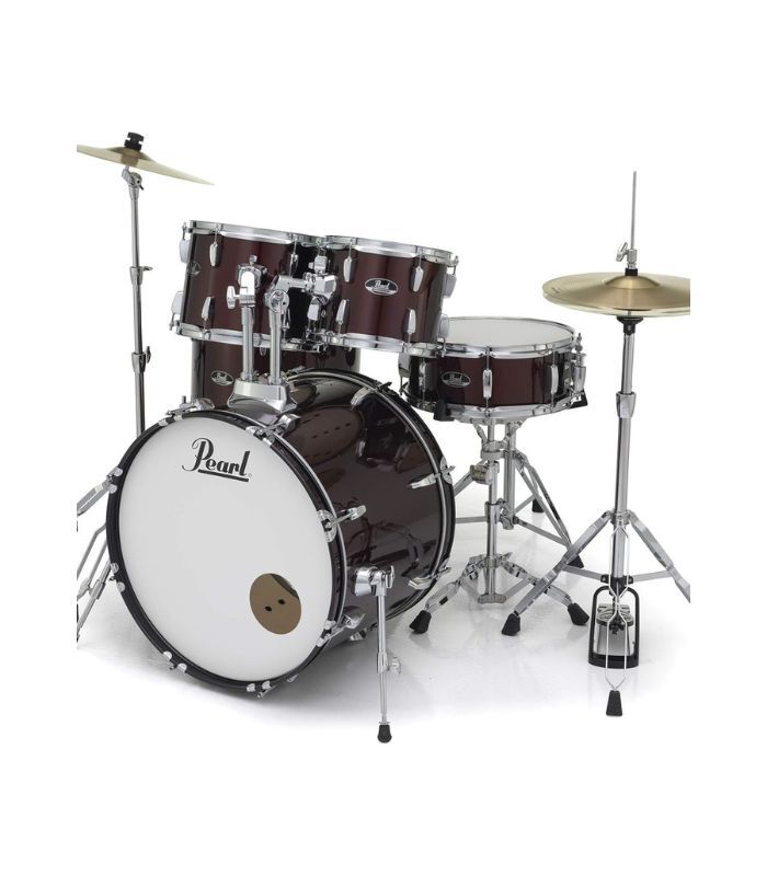 Pearl Roadshow 5pc Drum Set 2216B/1008T/1209T/1616F/1455S with Cymbal & Hardware Red Wine Finish - Image 4