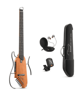 Donner HUSH-I Acoustic-Electric Guitar Kit for Travel Silent Practice Color: Mahogany-Natural