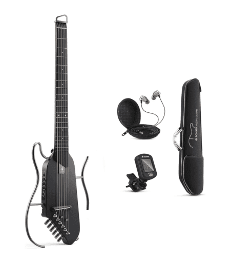Donner HUSH-I Acoustic-Electric Guitar Kit for Travel Silent Practice Color: Maple-Black