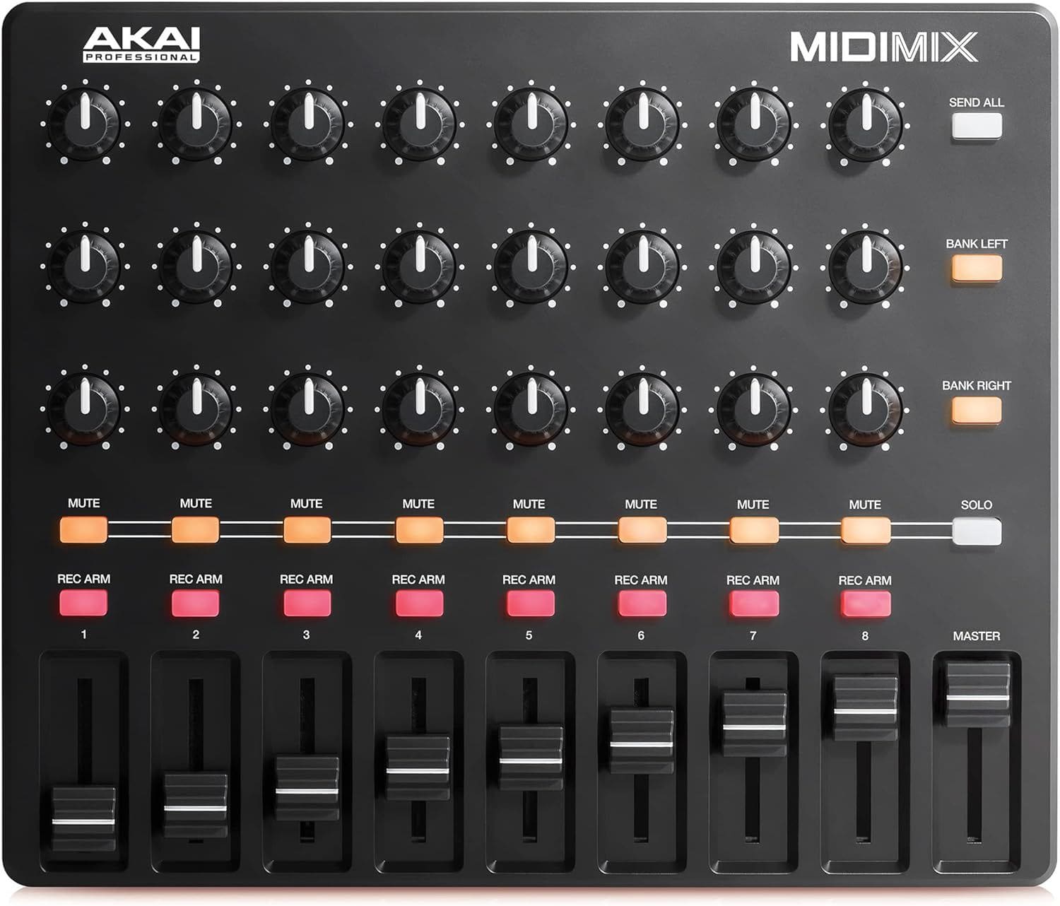 AKAI Professional MIDImix - USB MIDI Controller Mixer with Assignable Faders & Master Fader, 24 Knobs and 16 Buttons, 1 to 1 Mapping With Ableton Live
