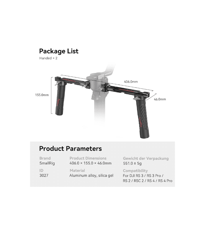 SMALLRIG Dual Handle Handgrip for DJI RS 2 / RSC 2 (RS2 / RSC2) Gimbal - 3027