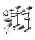 Donner DED-80 Electric Drum Kit, Electronic Drum Sets for Beginner with 4 Quiet Mesh Drum Pads, 2 Switch Pedal, 180+ Sounds, Throne, On-Ear Headphones, Sticks, and Melodics Lessons Included Black