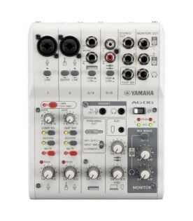 Yamaha White 6 Channel Live Streaming Mixer/USB Interface for IOS/Mac/PC, AG06MK2 W