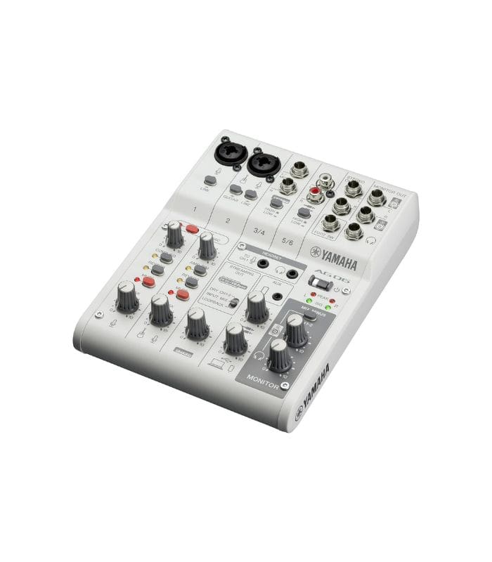 Yamaha White 6 Channel Live Streaming Mixer/USB Interface for IOS/Mac/PC, AG06MK2 W