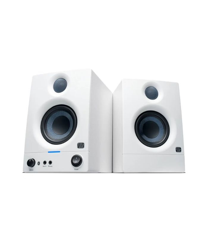 eris-3.5T-Gen2-W-01 PreSonus Eris 3.5 BT 2nd Gen HD Professional Studio Monitors with 3.5" Woven Composite Woofer, 1" Silk-Dome Tweeter, 50W Class AB Power and Tuning Controls (Auxillary) - Pair (White)
