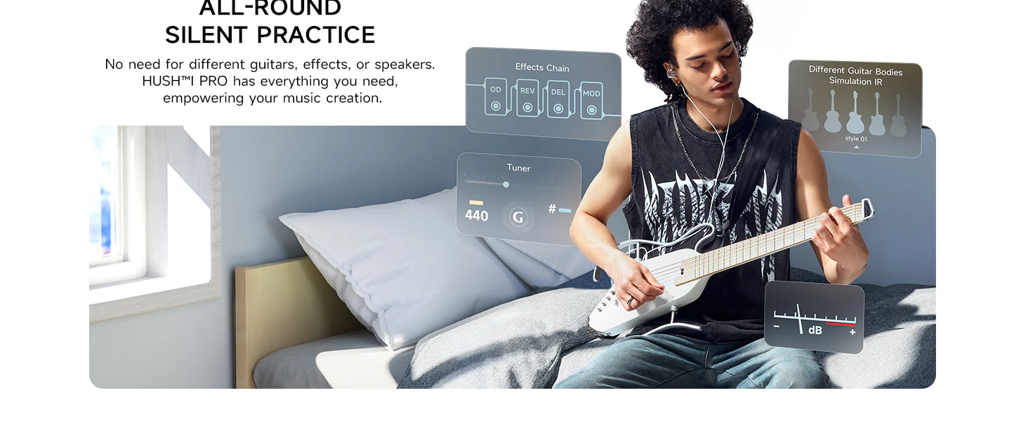 Donner HUSH™ I PRO Acoustic-Electric Travel Guitar Kit with Sound Effects