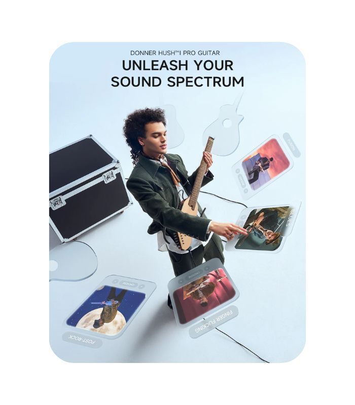 Donner HUSH™ I PRO Acoustic-Electric Travel Guitar Kit with Sound Effects